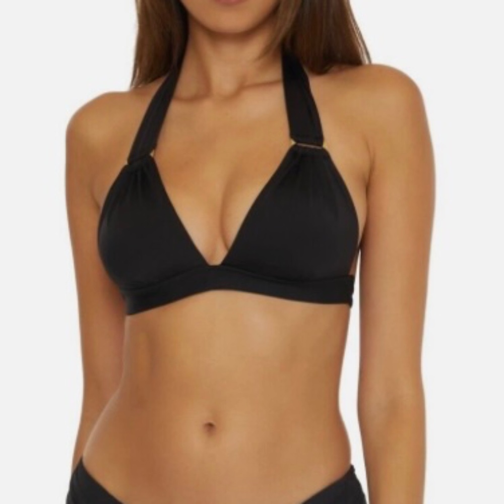 TRINA TURK Monaco Halter Bikini Top Black 6 Swimwear